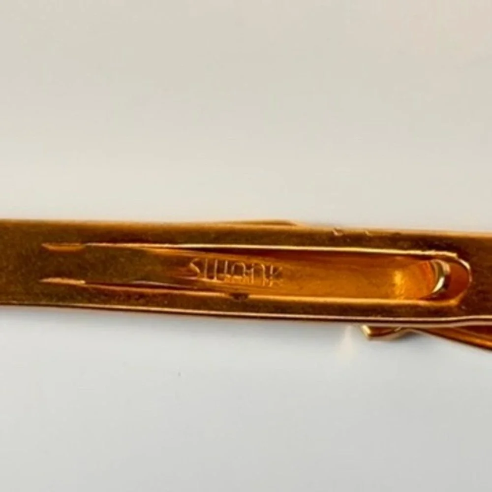 Vintage Rifle Tie Clip Gold Tone Mother of Pearl Inlay Western Goth Boho Chic